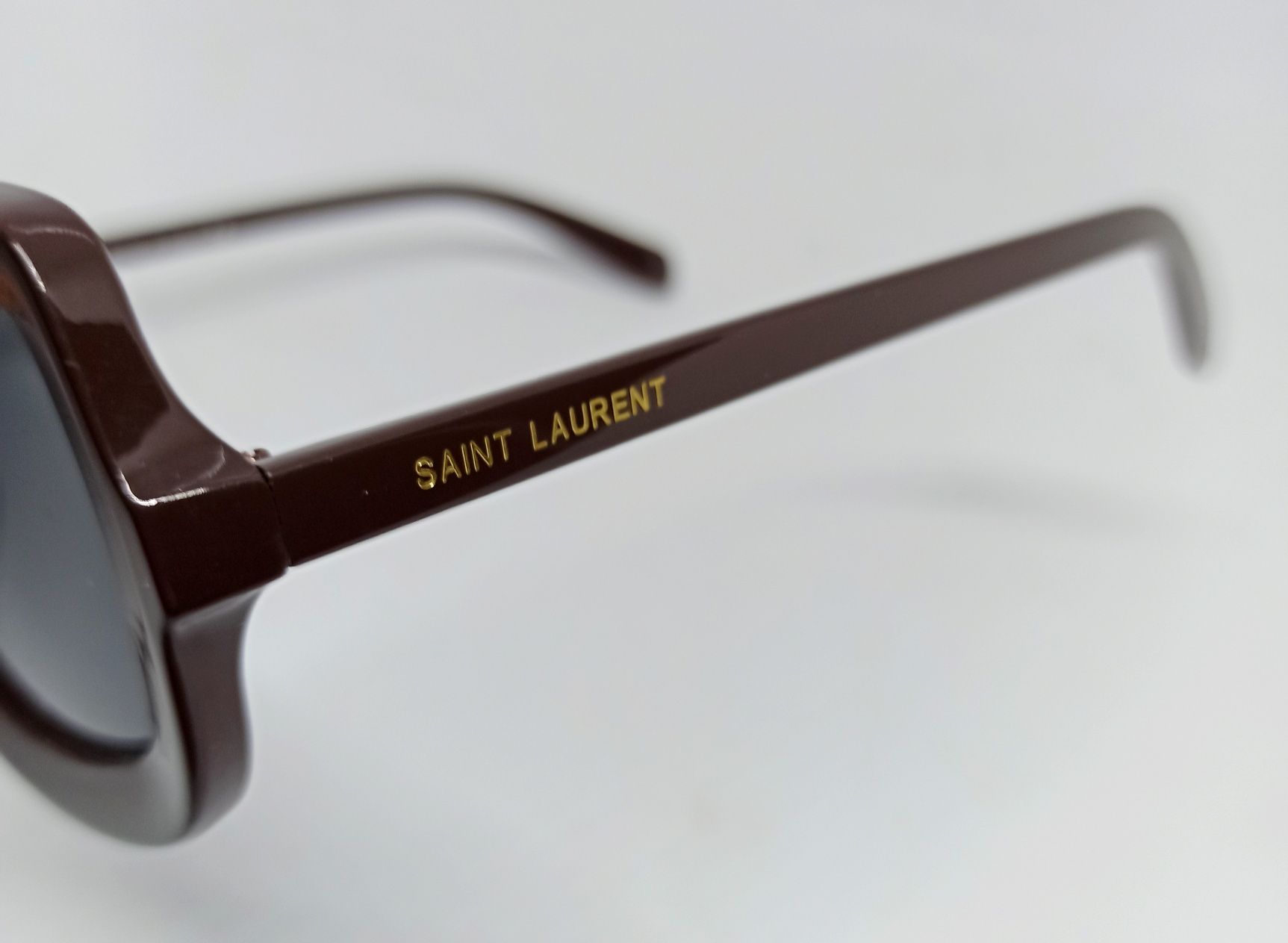 Yves Saint Laurent очки женские темно серые в коричневой оправе