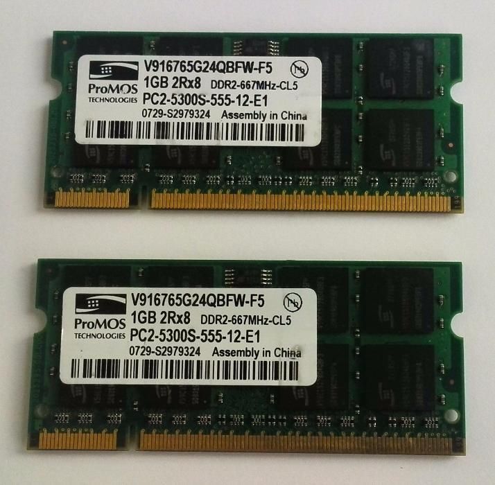 Kit 2GB Par memoria DDR2 ram 2 x 1GB para Portátil