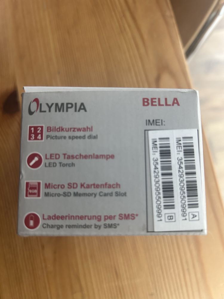 Telefon komórkowy Olympia Bella – nowy, nieużywany menu angielskie