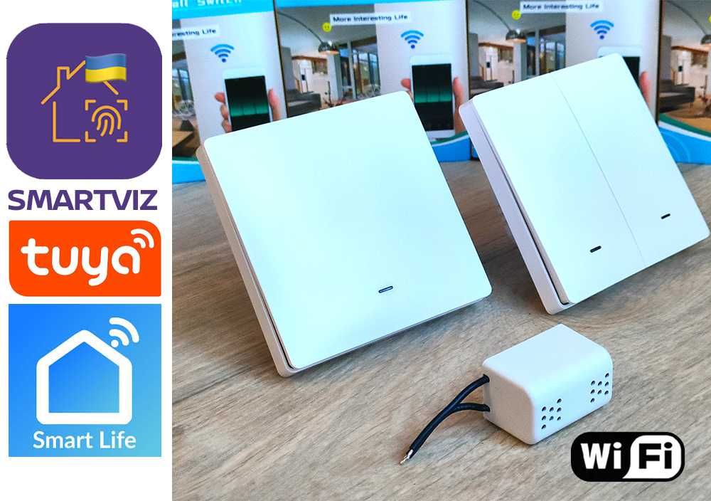 Вимикач розумний Tuya Smart Life 1-2 кнопки без нуля - Wi-Fi Туя