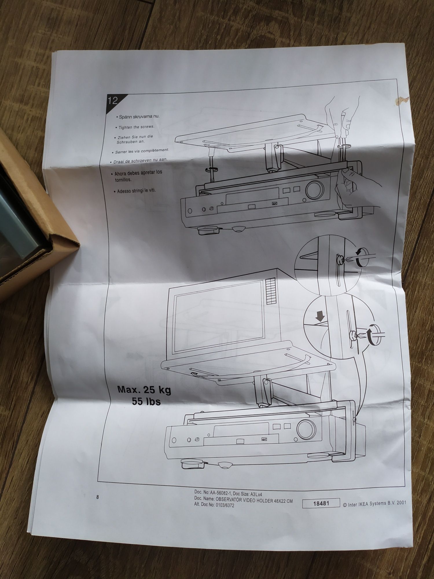 Uchwyt Ikea srebrny 48x22 cm tuner dekoder