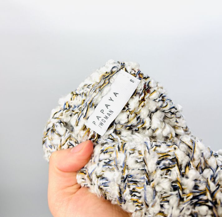 Gruby melanżowy sweter z golfem S 36 Papaya