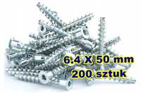 KONFIRMATY wkręty do drewna płyt meblowych 6,4x50mm - 200 szt