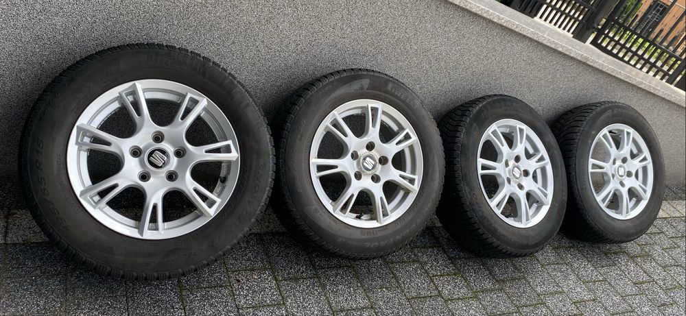Kola alufelgi 15 cali, 5x112, opony zimowe Pirelli VW Skoda Seat