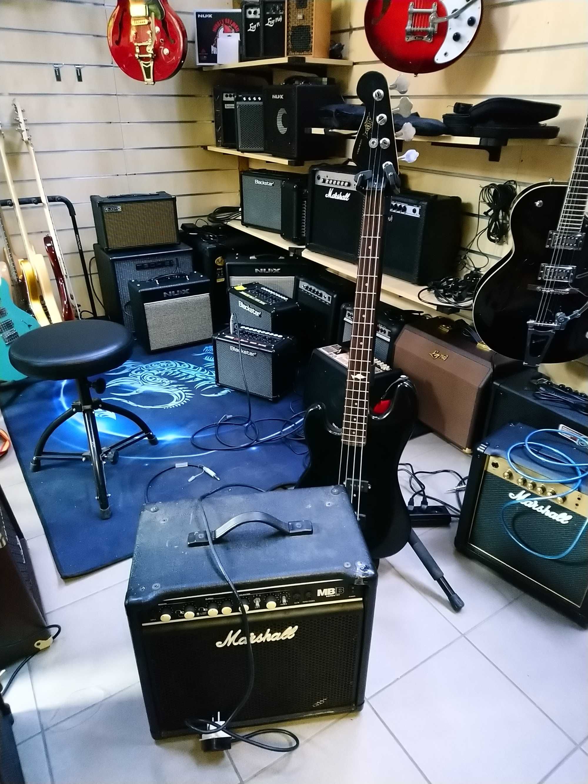 Gitara Basowa Leworęczna Marlin Sidewinder + Marshall MB30
