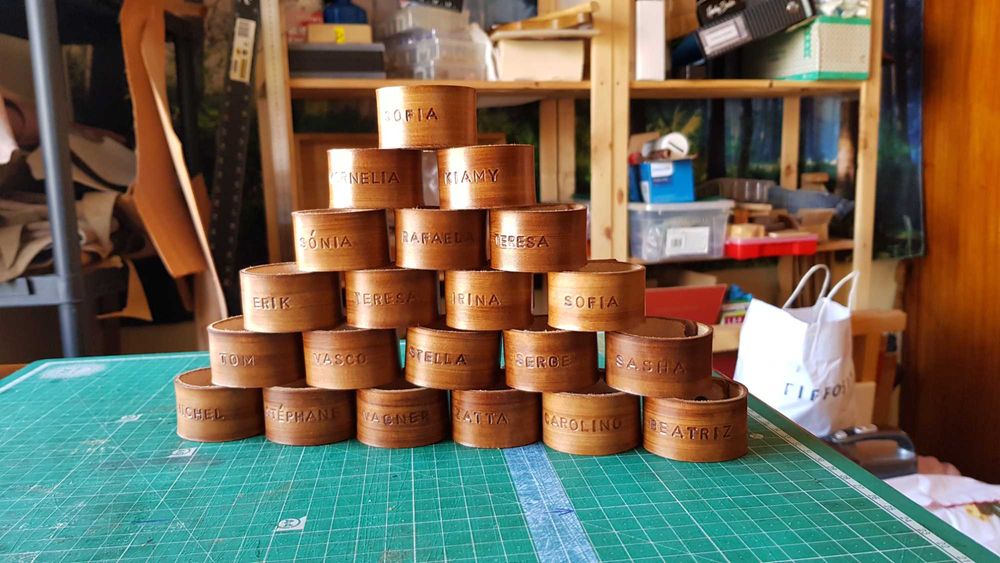 Casamento / Comunhão Argola Guardanapo Couro Personalizados