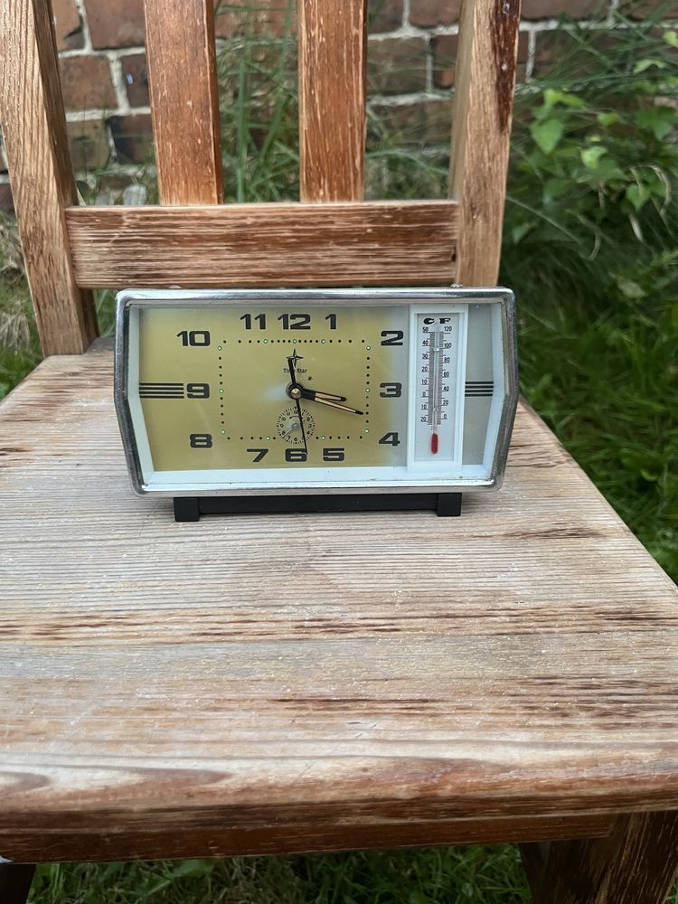 Zegar z termometrem PRL retro vintage Time Star lata 70 Bauhaus