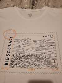 Bluzka t-shirt Bieszczady, biała, rozmiar XXL