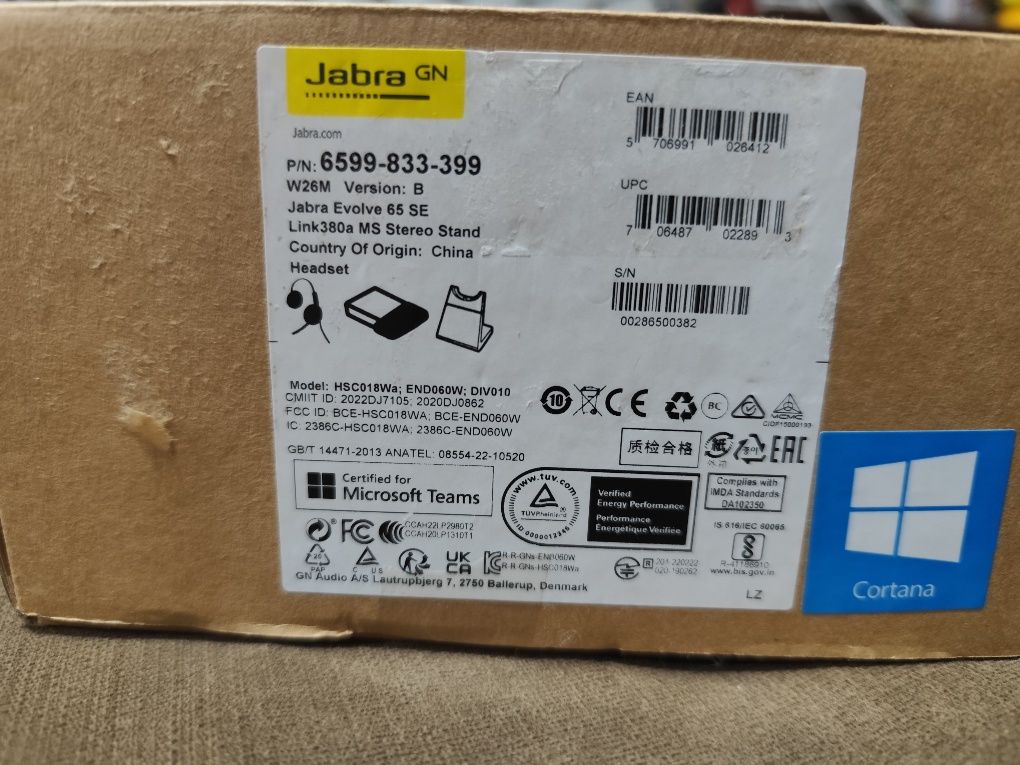 Słuchawki Jabra Evolve 65se Link380a MS Stereo Stand plus Stacja Dok..