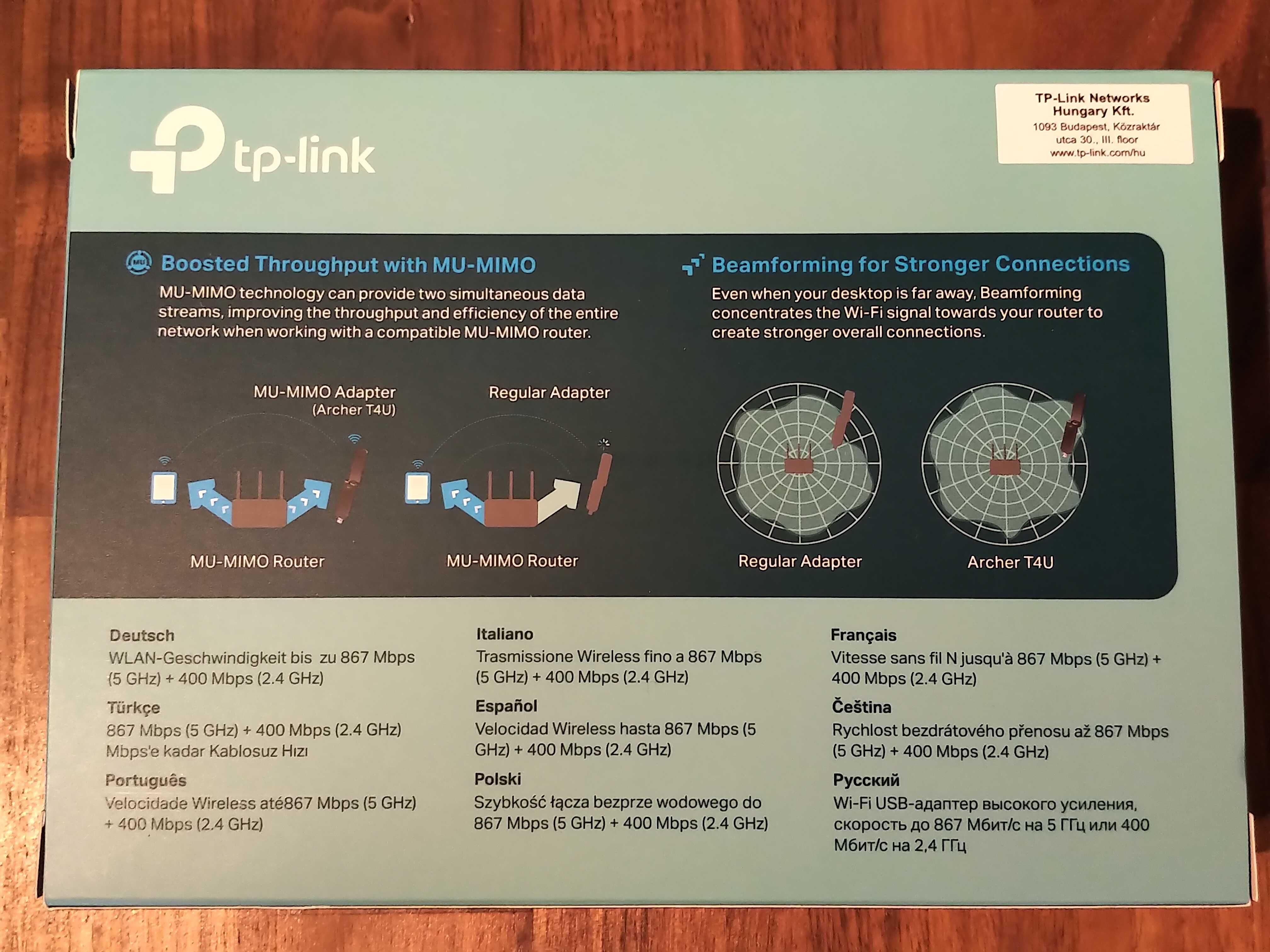 TP-LINK Archer T4U AC1300 WiFi USB Mini karta sieciowa 2.4 i 5 GHz