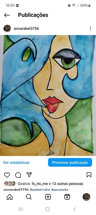 30€ pintura aguarela "blue hair"