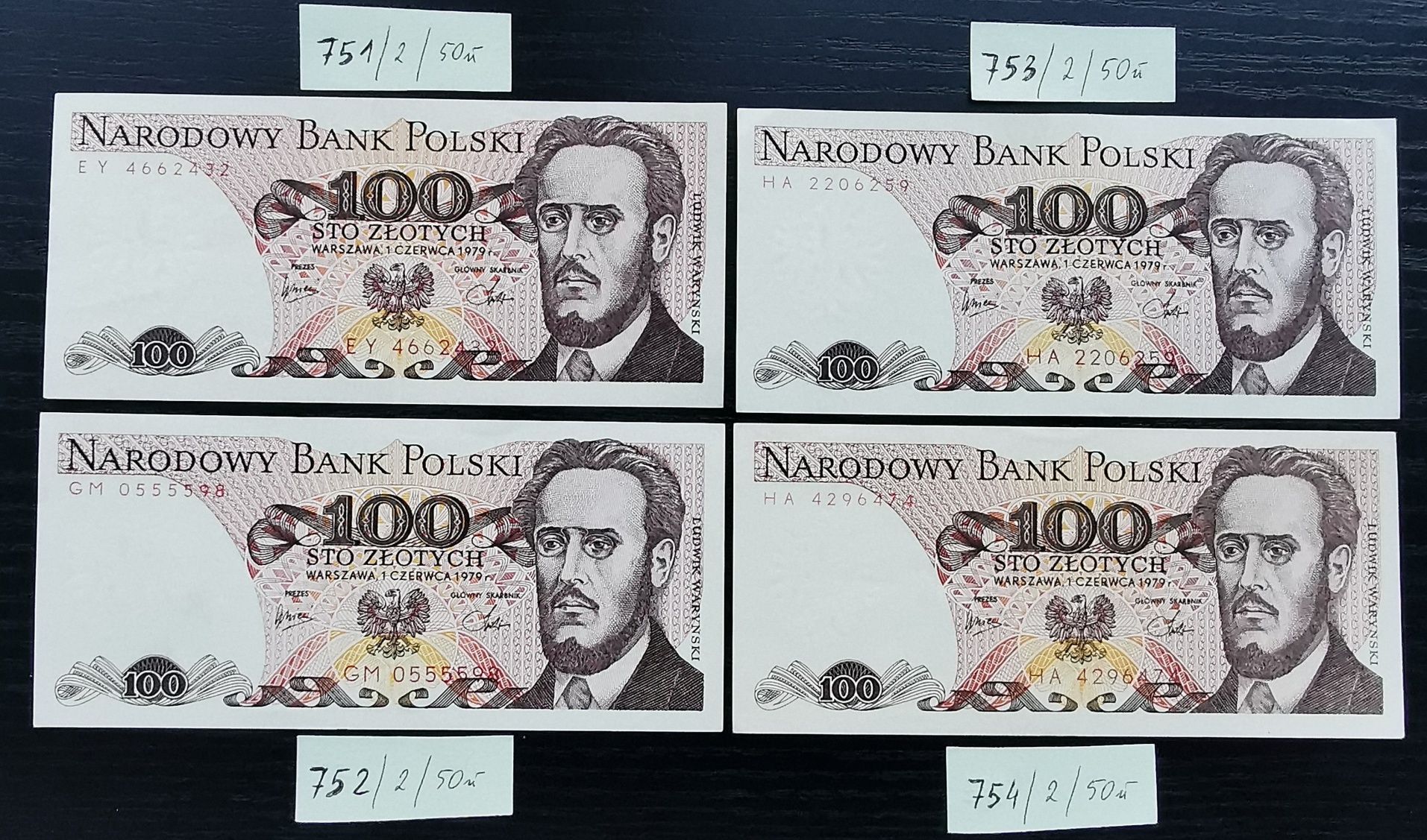 100 zł 1979r  st. -1/3  różne