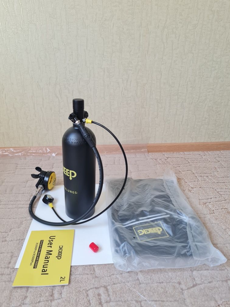 Мини акваланг Набор Dideep X5000 Pro Black, кислородный баллон 2 литра