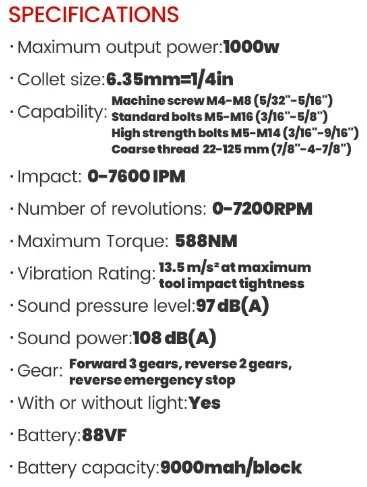 Шуруповерт аккумуляторний ONEVAN 1/4" 588N·m ,Безщітковий двигун