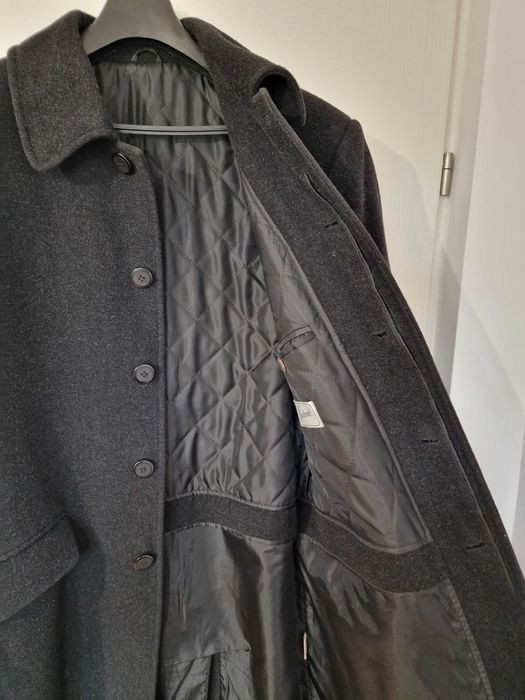 Elegancki, gruby, ciepły, czarny, długi płaszcz męski r. 188 cm XL/XXL