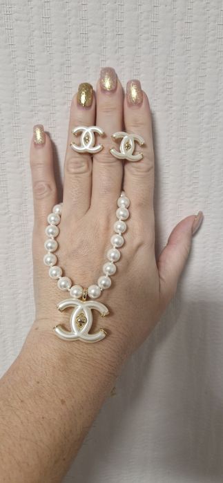 Набор Chanel, жемчуг перламутр, позолота