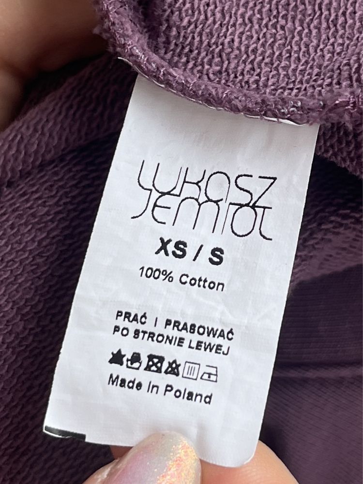 Bluza z kapturem kangurek blady fiolet łukasz jemioł xs/s