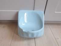 Niebieska stara mydelniczka vintage PRL ceramiczna