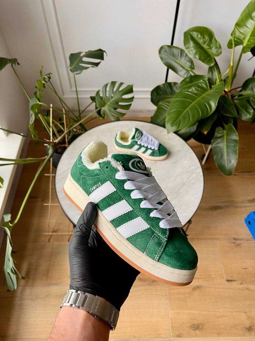 ЗНИЖКА! 40(25,5) Adidas Campus Green Fur зимові замшеві адідас кампус