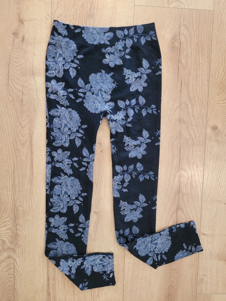 Nowe bez metki czarne leginsy w kwiaty r. M tom&rose legginsy wysoki s