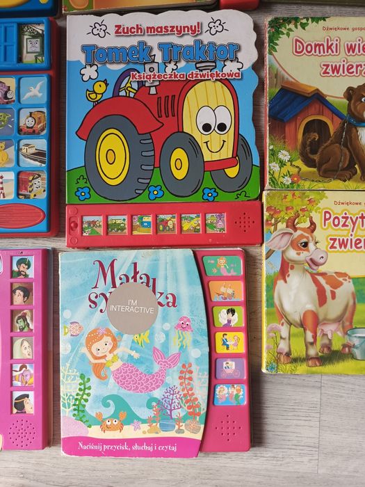Książeczki interaktywne dźwiękowe tablica do pisania zestaw 12 książek