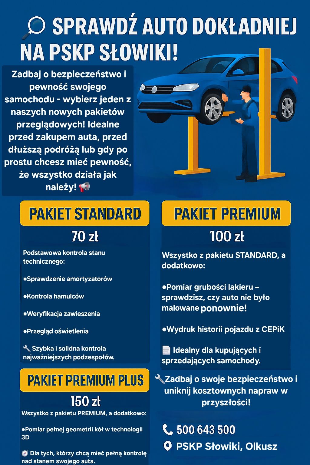 Sprawdzenie samochodu auta przed zakupem na stacji diagnostycznej