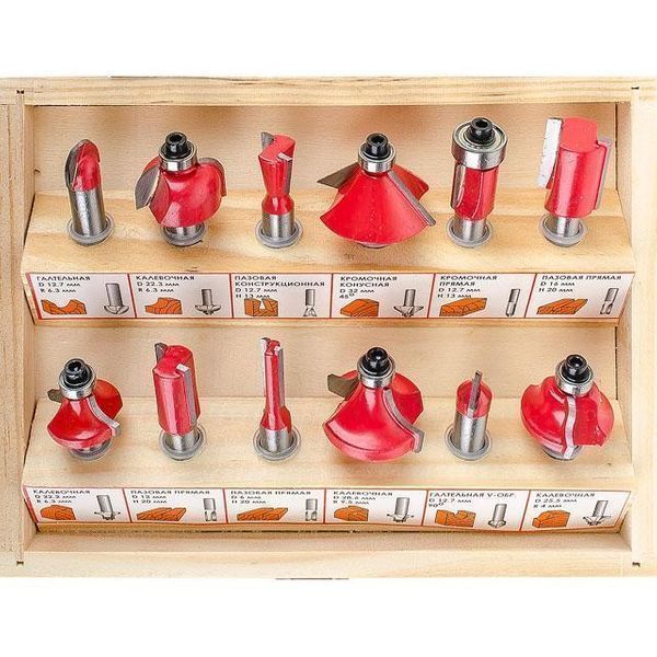 Набор фрез по дереву 12 ед. INTERTOOL HT-0071