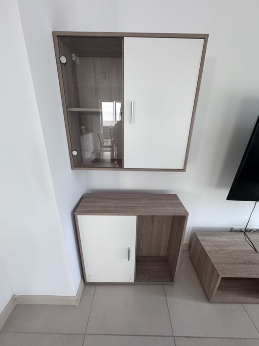 Zestaw mebli do salonu, 150 zl dab+biale fronty - 4 elem.+obraz gratis