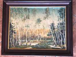 Obraz przedstawiający las brzozowy autorstwa Roberta Deptuły