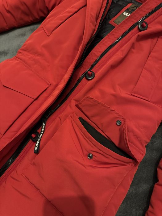 Kurtka zimowa parka damska czerwona Superdry rozmiar 36