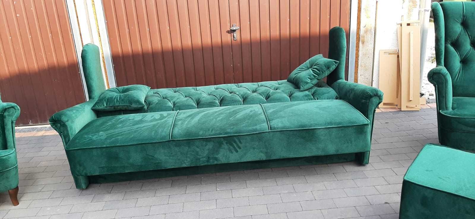 komplet sofa 210 ala wersalka 2 razy fotel podnóżek