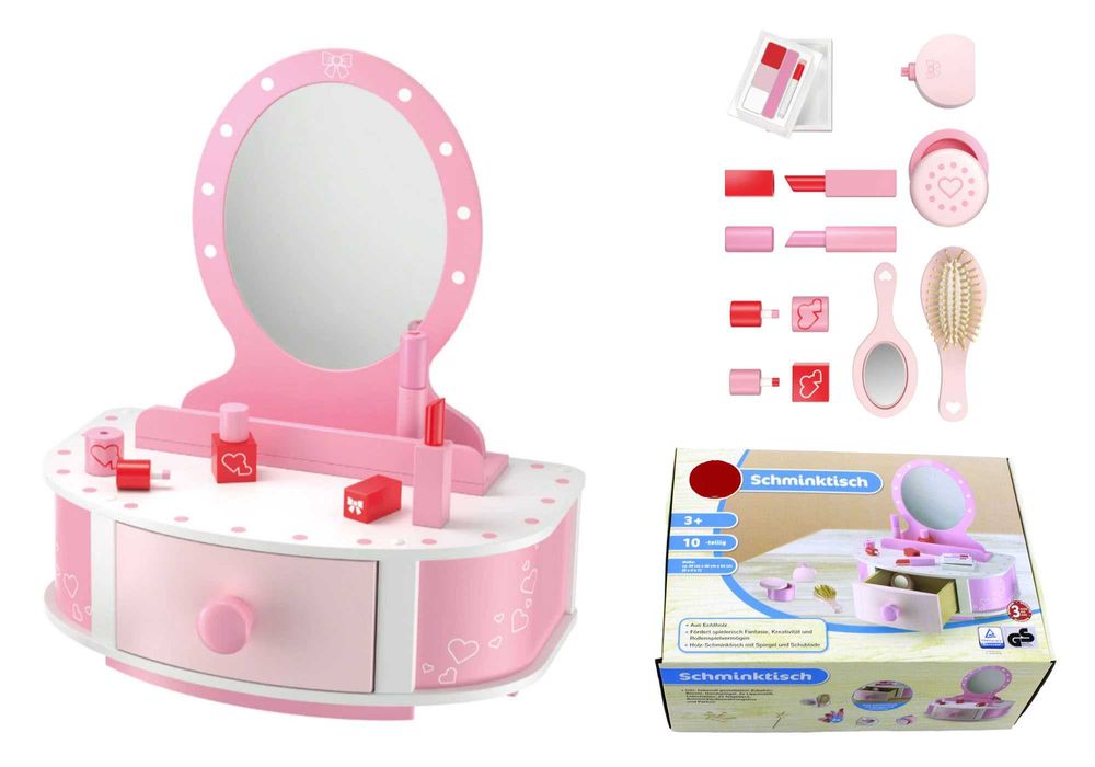 toaletka z lustrem dla dzieci akcesoria make-up DREWNO