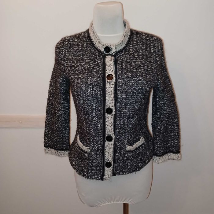 MARC CAIN żakiet/sweter wełna+alpaka +inne ciepły styl Channel M/L