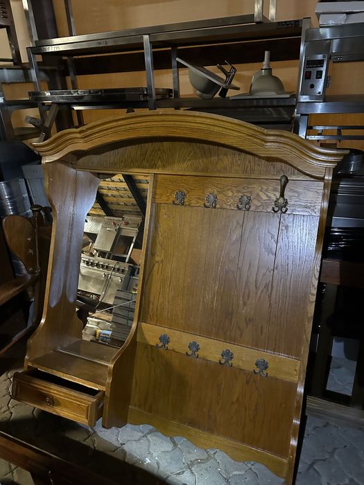 wieszak lustro ścianka przedpokój garderoba retro klasyczny drewniany