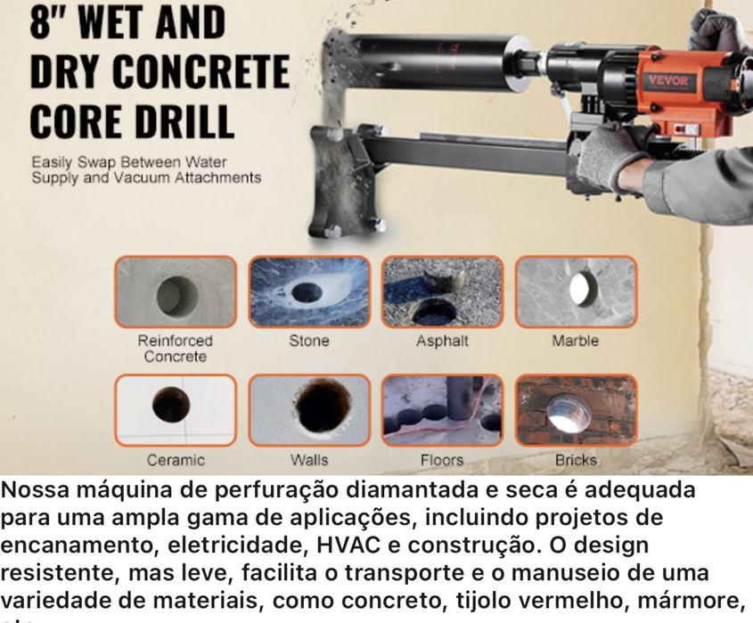Maquina carotes furar betao tijolo blocos pedra