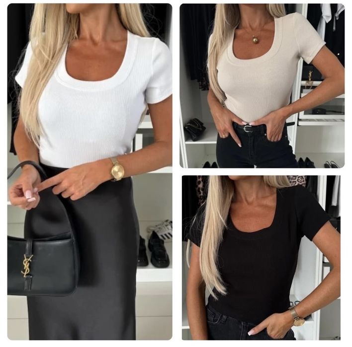 T-schirt prążek bawełniany