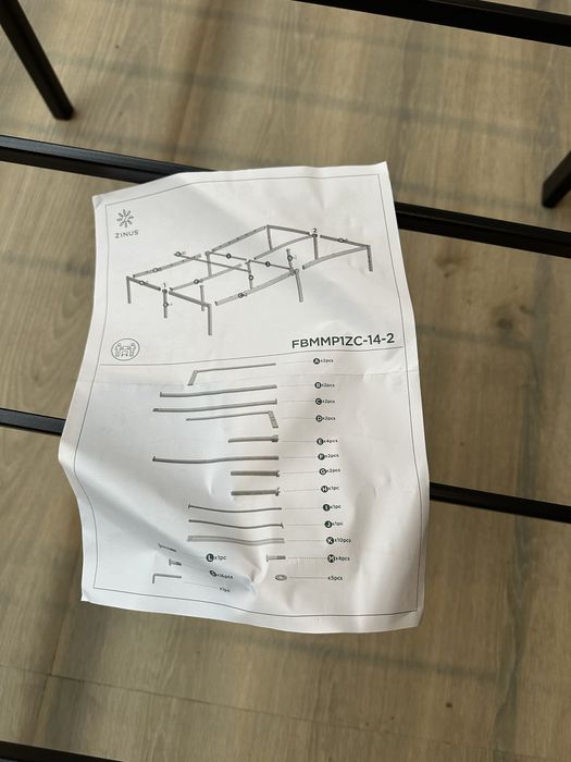 Zinus stelaż łóżko 140x200cm czarne 36cm