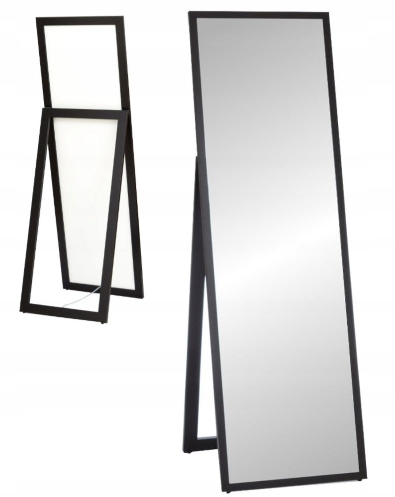 Lustro Stojące 170x50 cm Duże Jakość Premium Wąska Rama Biała Czarna