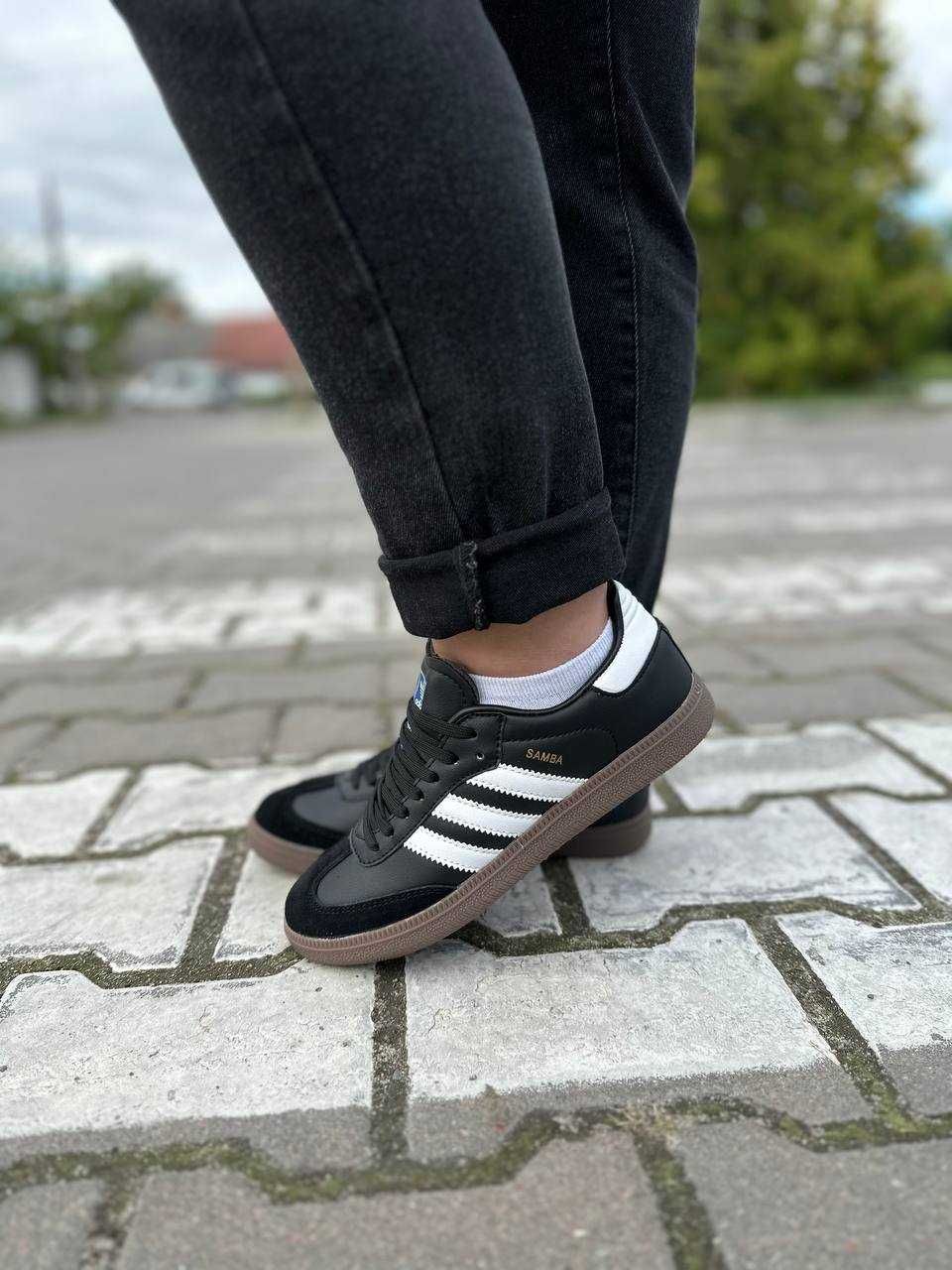 Женские кроссовки Adidas Samba OG Black White Gum 36-41 Хит Осени!