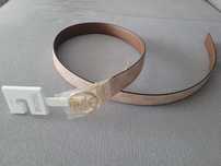 MICHAEL KORS oryginalny USA pasek skorzany logo dwustronny roz braz L
