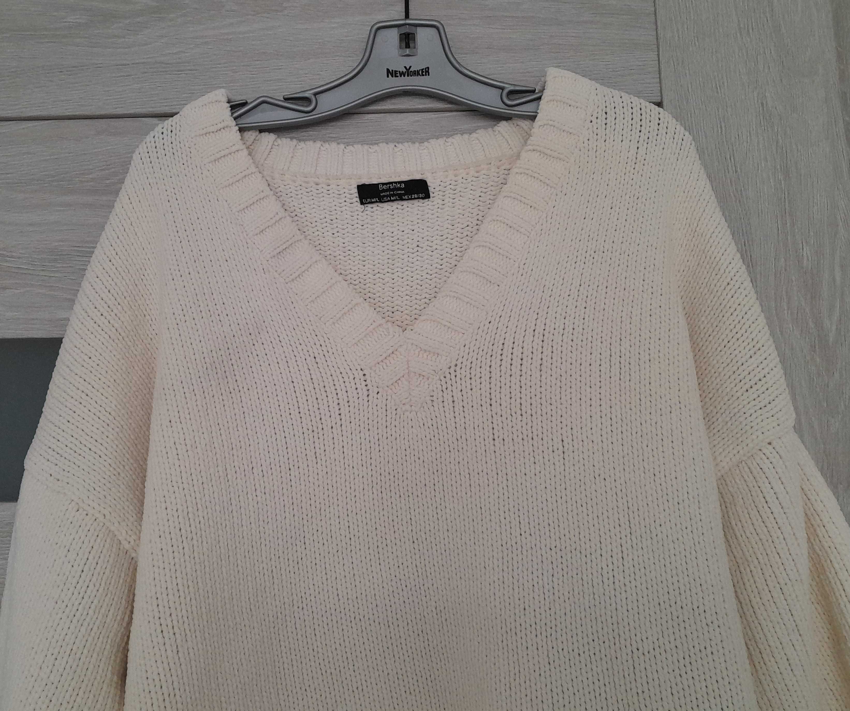 Oryginalny Damski Kremowy Sweter BERSHKA r. M/ L