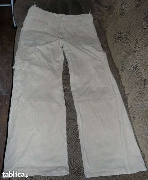 Streczowe, sportowe spodnie damskie, jasny beż, rozmiar 42 (z metki)