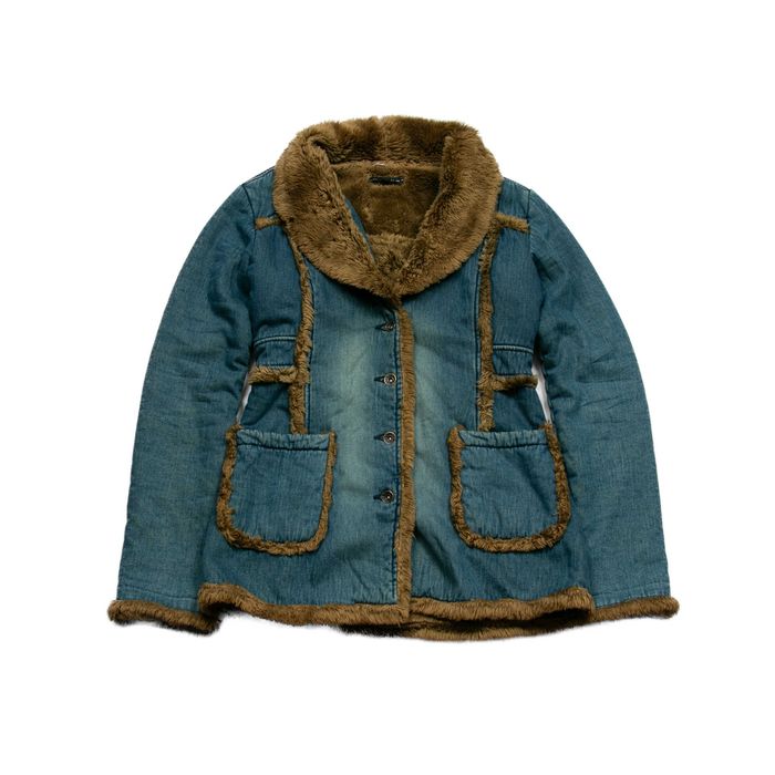 y2k Penny Lane Denim Coat kurtka jeansowa z futerkiem S ocieplana