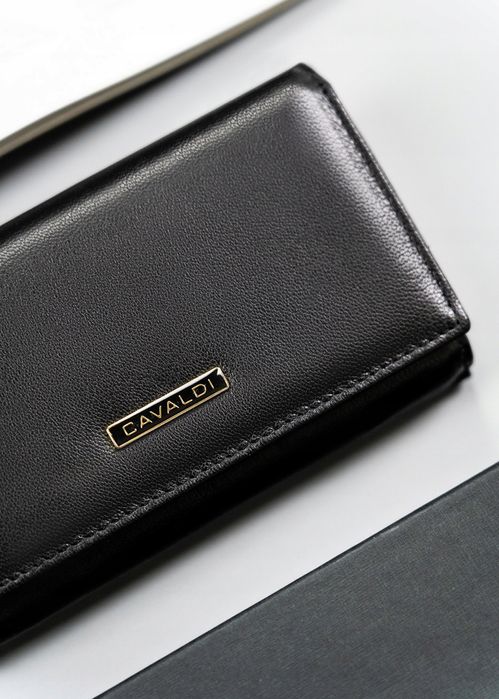 skórzany, średni portfel damski na zatrzask - 4u cavaldi