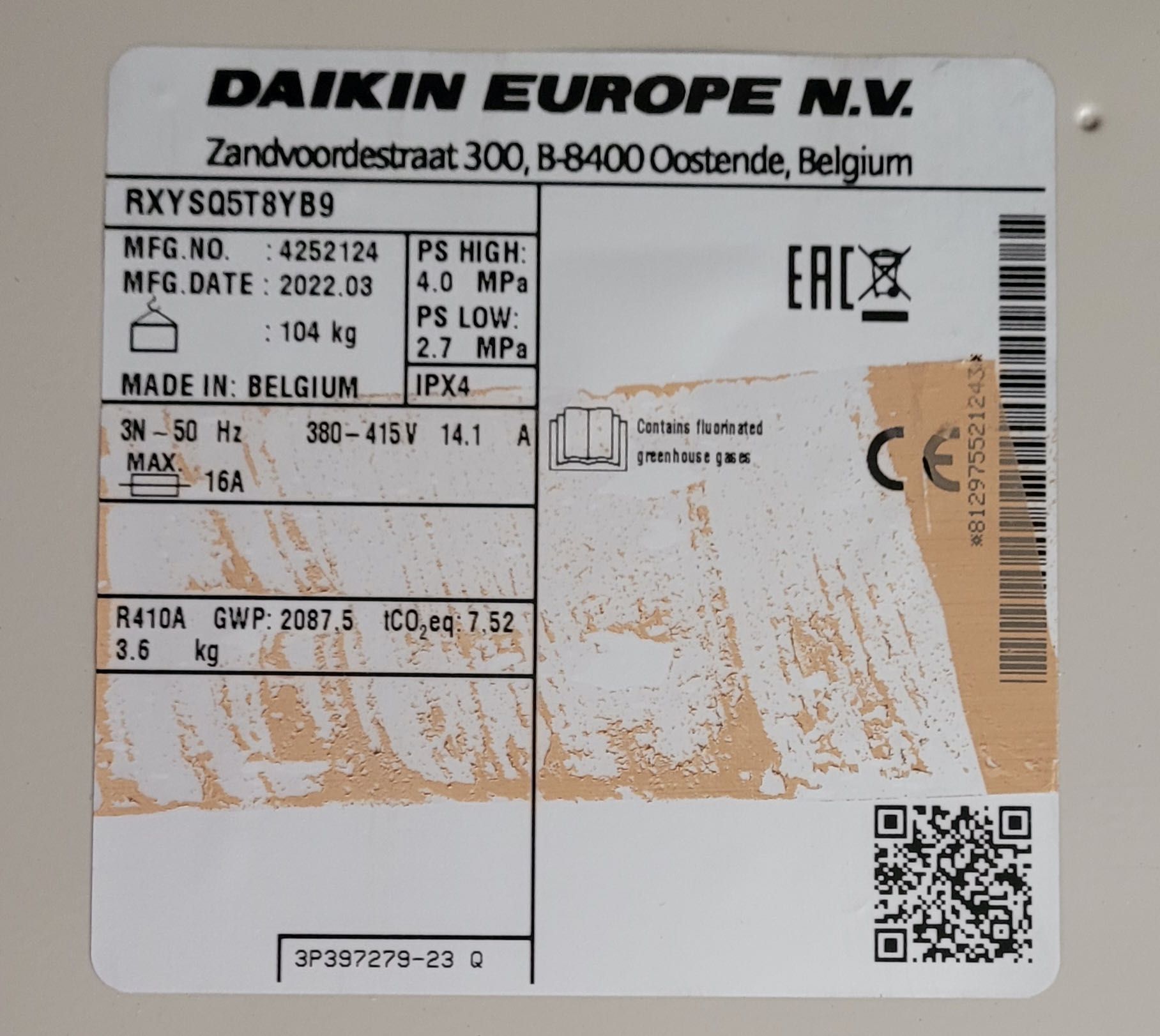 Klimatyzacja centralna VRV - DAIKIN model RXYSQ5T8YB9 nowa