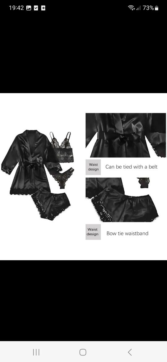 Nowy komplet czarny zestaw piżama damska piżama bielizna nocna 38 40
