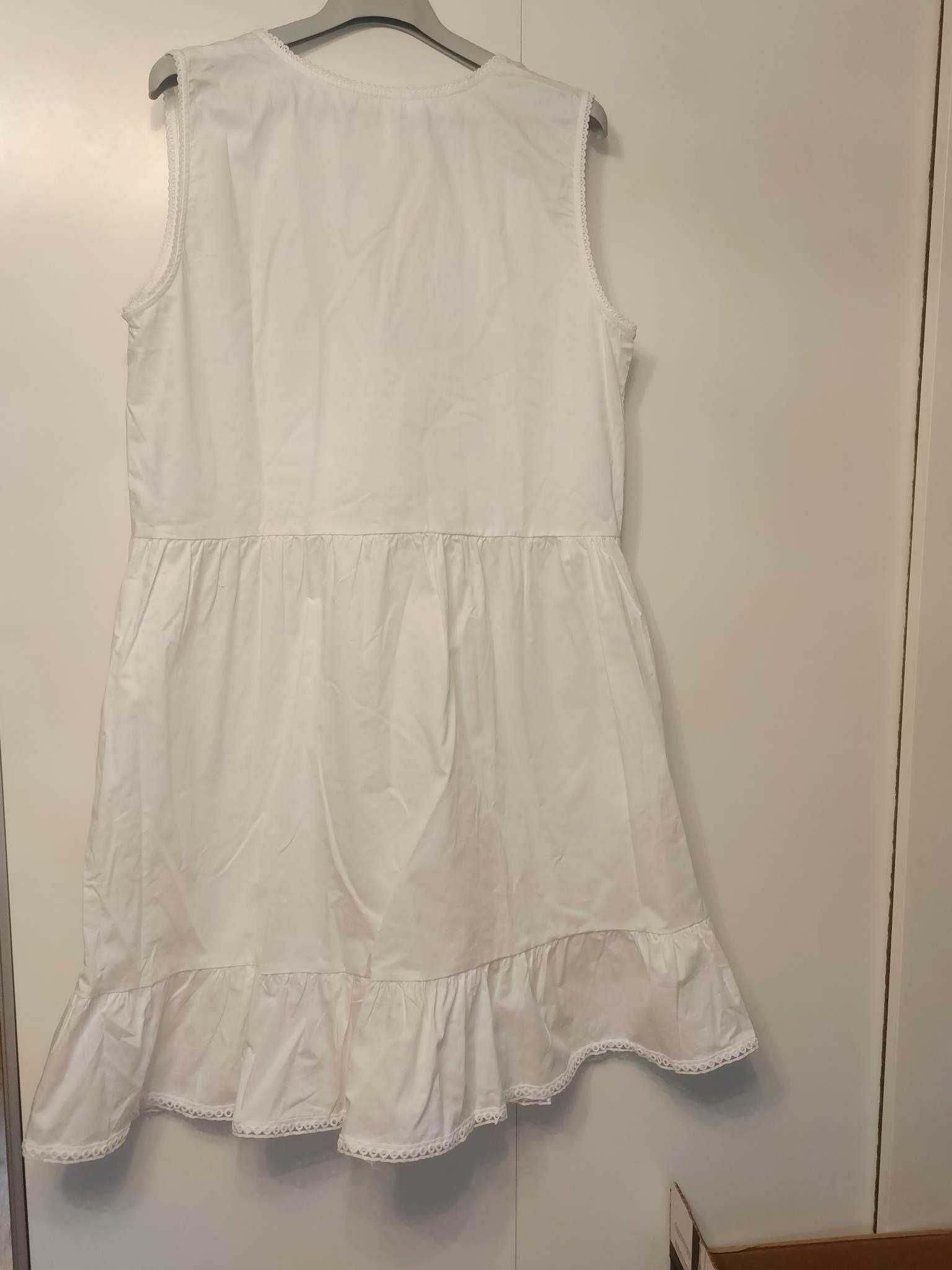 biała sukienka z koronką, bawełniana 46, 48, 50