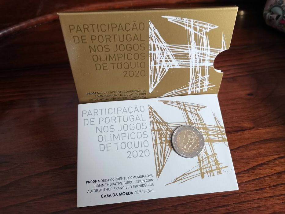 Conjunto de 2 moedas proof +BNC jogos olímpicos Tóquio 2020