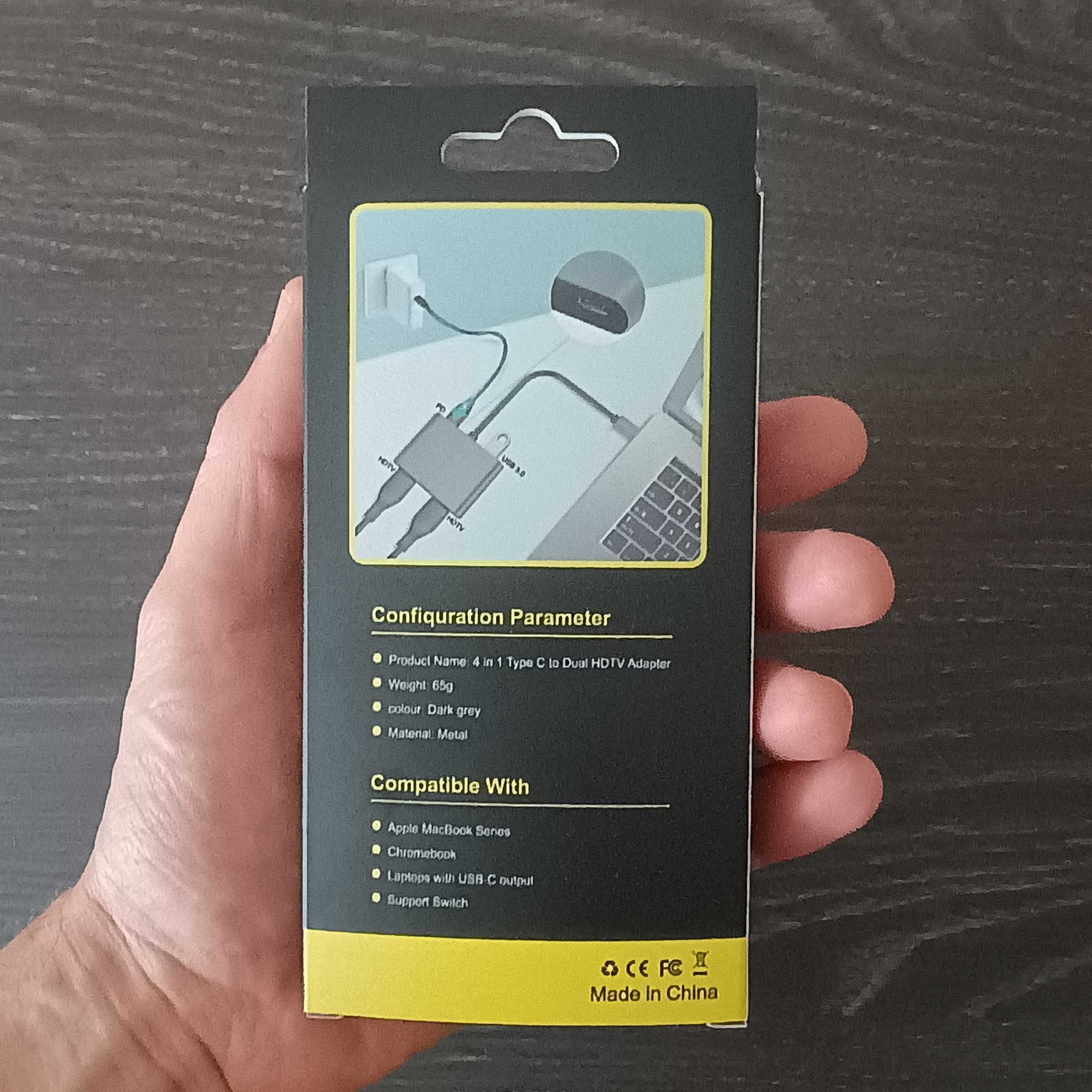 Adapter Hub 4w1 2x Hdmi 4k Usb Power Delivery Usb C Stacja Dokująca