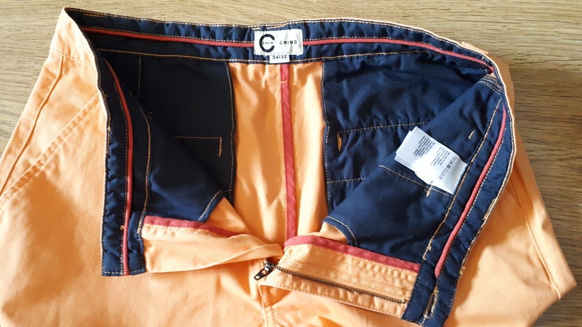 Spodnie jeansy męskie pomarańczowe chino Cubus 34/32 L